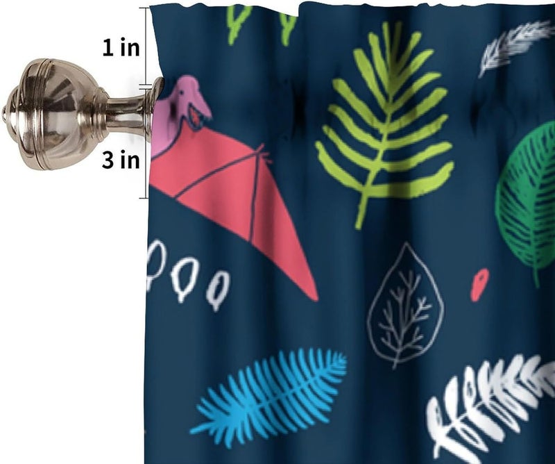 YSWOW Kids Dinosaur Valance Curtain Blue Background Cartoon Dinosaurs Art Printed Window Drapes for Boys Bedroom Decor W54xL18in Fabric Polyester 1 Panel - Image 4